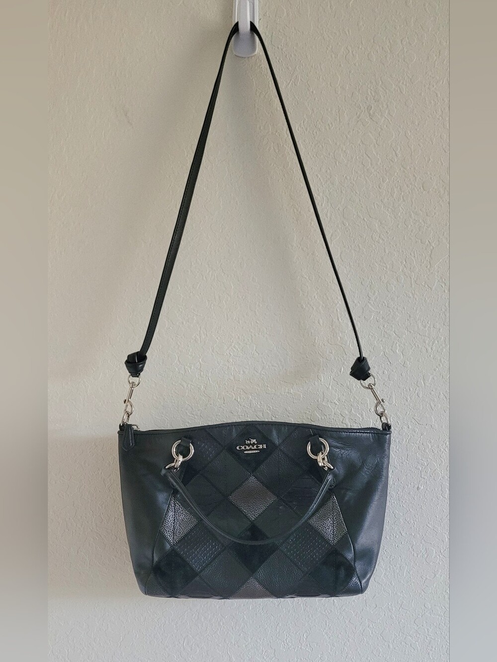 Coach Kelsey Patchwork Leather Shoulder Bag with Silver Hardware. 13.5x9x2.5.
